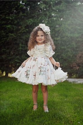 لباس مجلسی و فارغ التحصیلی بژ بچه گانه آستین کوتاه Tulipano Luxury - کد 366789928