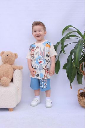 ست بالاتنه و پائین تنه آبی بچه گانه بافتنی LİLLYPİCCA - کد 808359950