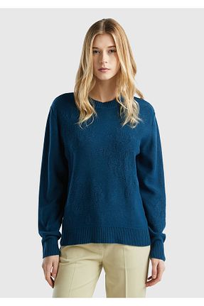 پلیور آبی زنانه چاپی United Colors of Benetton - کد 814735235