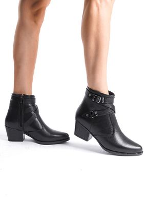 بوت / نیم بوت مشکی زنانه چرم خالص Dericalle shoes - کد 834985664