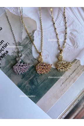 گردنبند استیل ( فولاد ) صورتی زنانه استیل (فولاد) ASNA JEWELLERY - کد 837525346