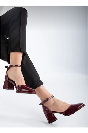 کفش پاشنه بلند کلاسیک زرشکی زنانه چرم لاکی İZCE MODA - کد 855846854