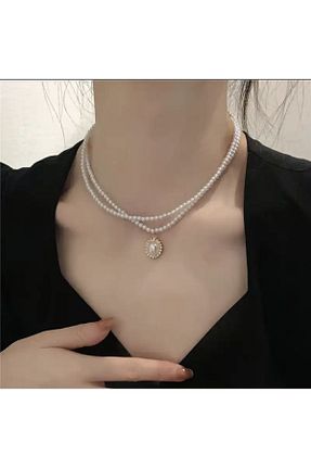 گردنبند جواهر قهوه ای زنانه مروارید DESİGNEDBYD - کد 775683782