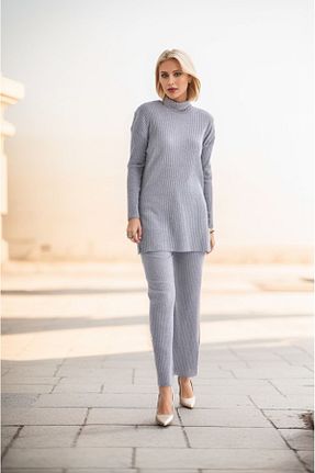 ست بالاتنه و پائین تنه طوسی زنانه بافتنی new ats - کد 780258870