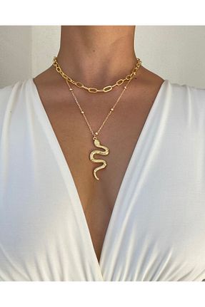 گردنبند جواهر طلائی زنانه روکش طلا ErNa Aksesuar - کد 856005040