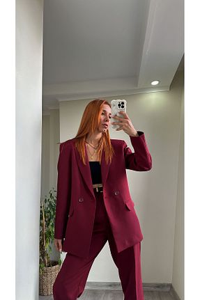 ست بالاتنه و پائین تنه زرشکی زنانه بافتنی bonnline - کد 856008710