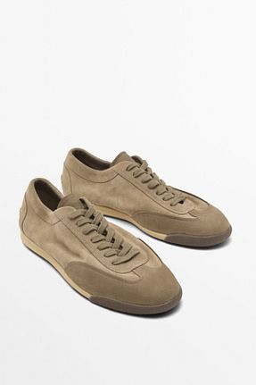 کفش اسنیکر بژ مردانه چرم اصل Massimo Dutti - کد 856015667