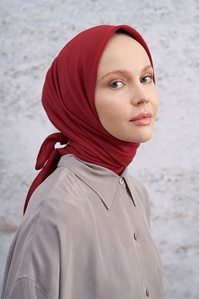 روسری زرشکی پلی استر ARMANDA - کد 855990025