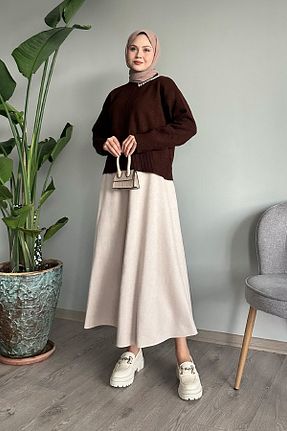 پلیور حجاب قهوه ای زنانه اکریلیک InStyle - کد 856039942
