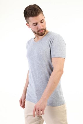 تیشرت طوسی مردانه رگولار YmzModa - کد 87683389