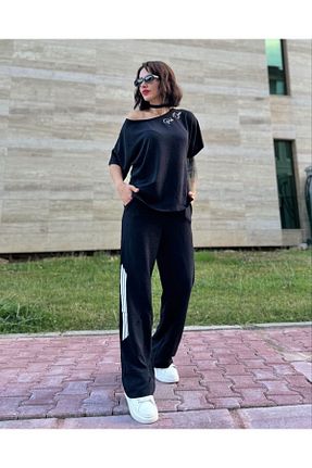 ست بالاتنه و پائین تنه مشکی زنانه بافتنی Punk Queen - کد 838542451