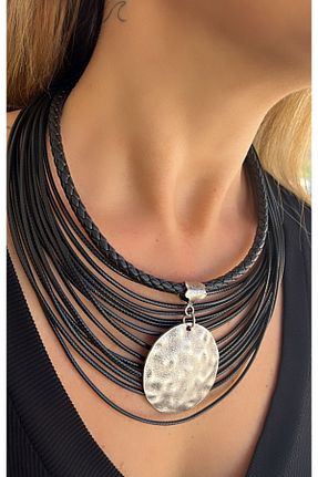 گردنبند جواهر مشکی زنانه چرم Kutcha Accessories - کد 796102668