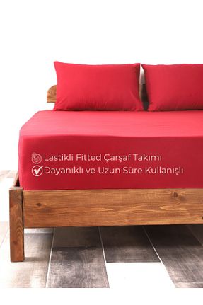 ست ملحفه دونفره زرشکی پنبه ای ROZET TEKSTİL - کد 845790903