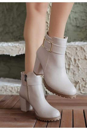 بوت / نیم بوت بژ زنانه چرم مصنوعی werfen - کد 856208283