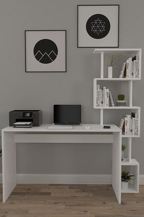 میز تحریر سفید 138 سانتی متر Koordinat Mobilya - کد 47409640