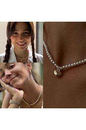 گردنبند جواهر قهوه ای زنانه مروارید quelindaco - کد 856282224