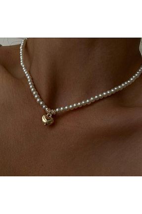 گردنبند جواهر قهوه ای زنانه مروارید quelindaco - کد 856282224