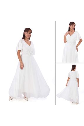لباس مجلسی سایز بزرگ سفید زنانه دو سینه Angelino - کد 856287959