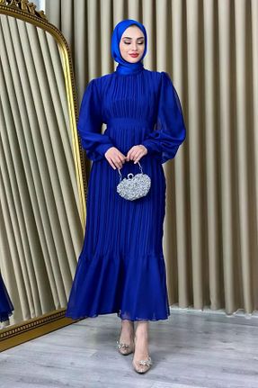 لباس حجاب آبی زنانه اورسایز CYM Butik - کد 773352464