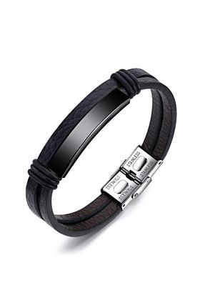 دستبند استیل (فولاد) مشکی مردانه Chavin - کد 31614621