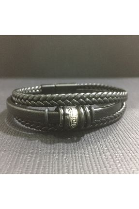 دستبند جواهر مشکی مردانه چرم enyatakı - کد 856307966