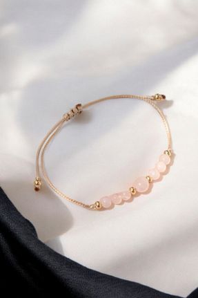 دستبند جواهر صورتی زنانه سنگ طبیعی NBS Beautiful Naturel Stones - کد 856306987