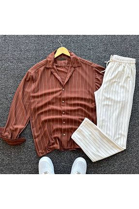 ست بالاتنه و پائین تنه قهوه ای مردانه بافتنی tetramoda - کد 856320625