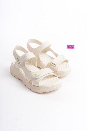 صندل بژ زنانه پاشنه تخت Demashoes - کد 823137417