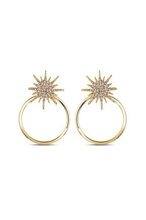 گوشواره جواهر سفید زیرکن MRK - کد 755636369