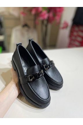 کفش آکسفورد مشکی زنانه چرم مصنوعی İST FİDAN KUNDURA - کد 856363387