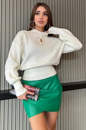 پلیور بژ زنانه ساده GÜLSELİ - کد 856385064