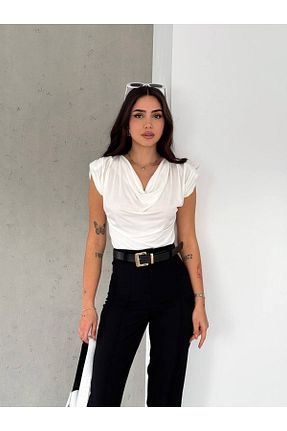 بلوز سفید زنانه ساده BİANNA COLLECTİON - کد 856386848