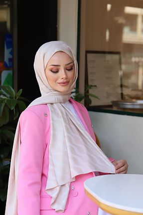 شال بژ زنانه پنبه ای MİS İPEK - کد 833863797