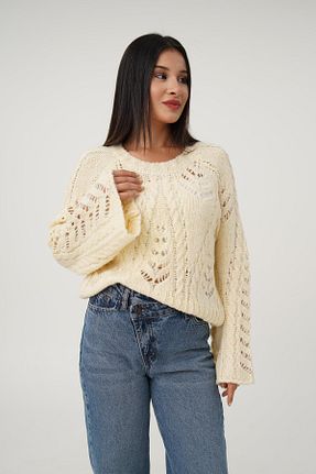پلیور بژ زنانه Saç Örgü Hipo Trend - کد 856441520