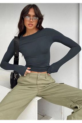 بادی طوسی زنانه یقه دوچرخه MEGOMEL - کد 856465703