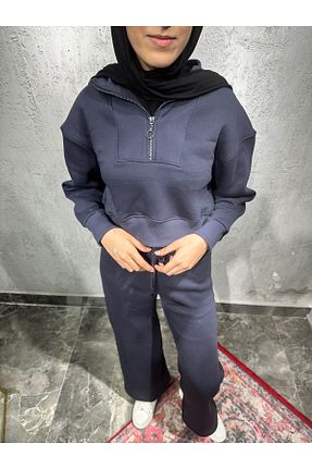 ست بالاتنه و پائین تنه طوسی زنانه بافتنی HAZEF - کد 856526499