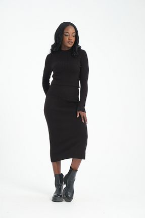 ست بالاتنه و پائین تنه مشکی زنانه تریکو İLKCET MODA - کد 856524581