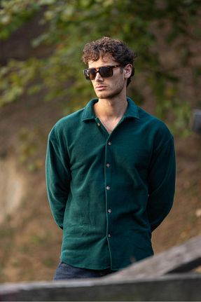 پیراهن سبز مردانه اسلیم فیت LEYEL Moda - کد 473707316