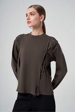 بلوز قهوه ای زنانه ساده MissWhence - کد 856279719