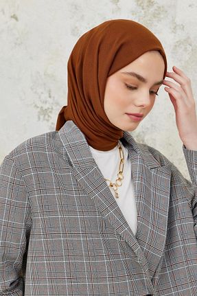 شال قهوه ای زنانه پنبه ای Qef - کد 814603040