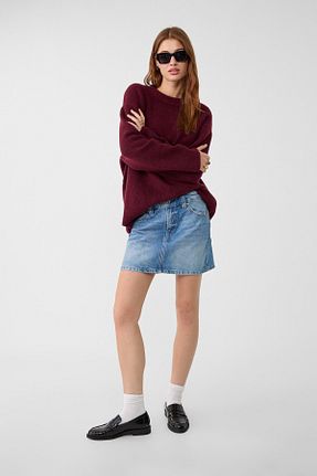 پلیور بنفش زنانه بافت دار Stradivarius - کد 856289947