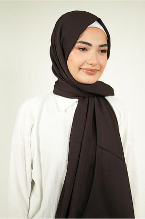 شال قهوه ای زنانه کرپ LOSYANA - کد 856318388
