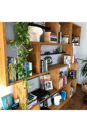قفسه کتاب قهوه ای 200 cm Woodesk - کد 4797175