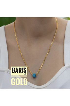گردنبند استیل ( فولاد ) زرد زنانه روکش طلا barış gold altın kaplama - کد 55705624