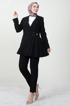 ست بالاتنه و پائین تنه حجاب مشکی زنانه سایز بزرگ giz astore - کد 856370741