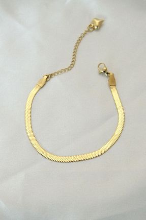 دستبند استیل (فولاد) طلائی زنانه استیل ضد زنگ stainles steel - کد 833463636