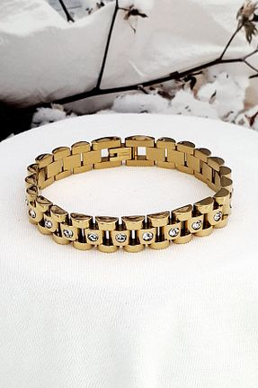 دستبند استیل (فولاد) طلائی زنانه استیل (فولاد) Reyna Steel Altın Çağı Yaşatan Çelik Takılar - کد 856475382