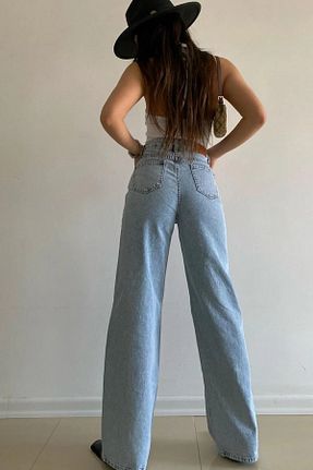 شلوار جین آبی زنانه پاچه گشاد Livik - کد 856516268