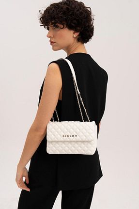 کیف دوشی سفید زنانه چرم مصنوعی Sisley - کد 849632140