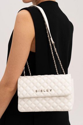 کیف دوشی سفید زنانه چرم مصنوعی Sisley - کد 849632140